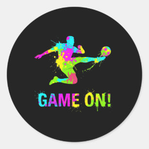 Farbenfrohes Fußball-Sportmotiv mit Farbklecks-Loo Runder Aufkleber