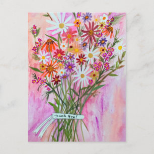 Farbenfrohes Gänseblümchen Bouquet DANKE! Postkarte
