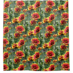 Farbenfrohes Gänseblumen Blumen Natur Muster Duschvorhang
