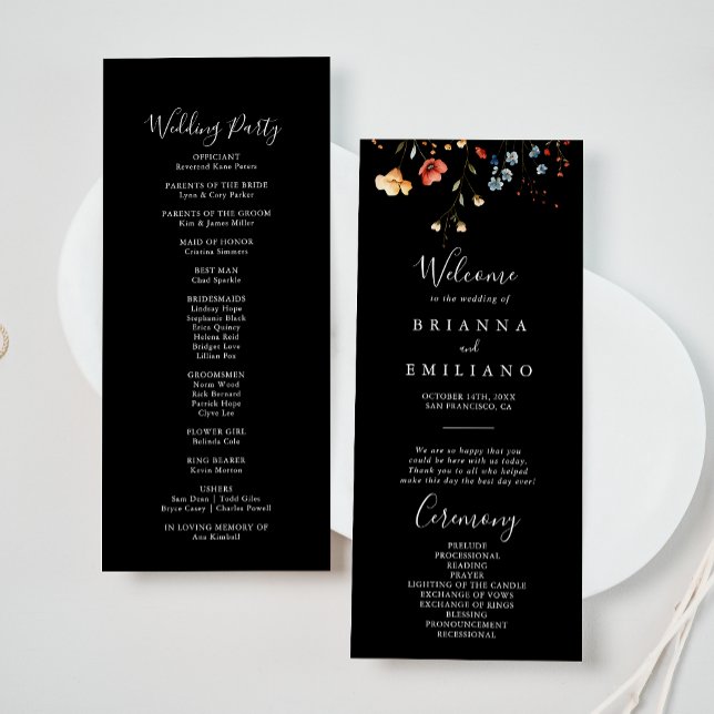 Farbenfrohes Garten-Wildblumen-Hochzeitsprogramm Programm (Von Creator hochgeladen)