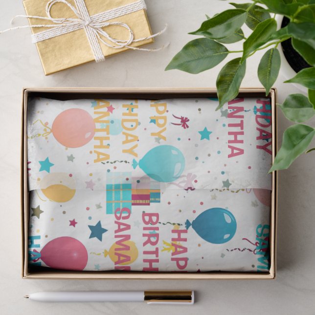 Farbenfrohes Geburtstagsmuster Seidenpapier (Geschenk)