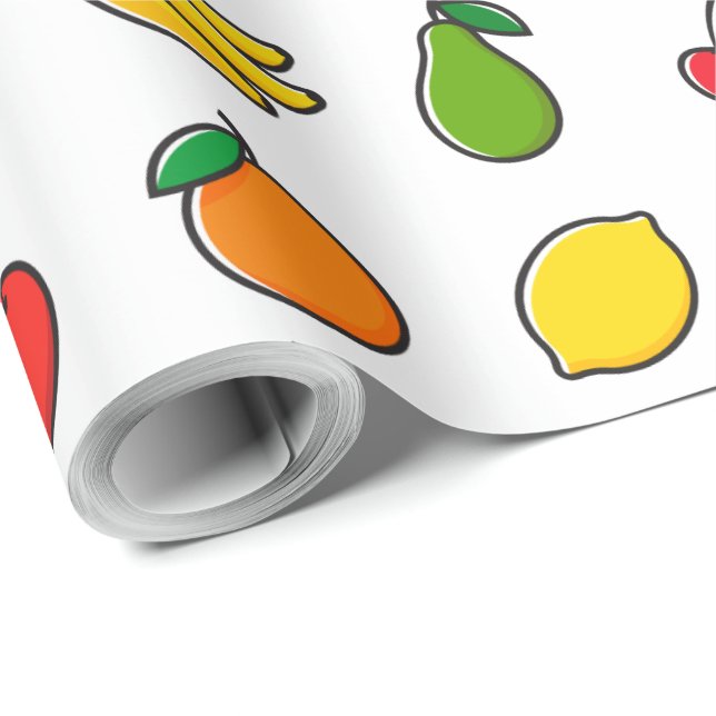 Farbenfrohes gemischtes Fruchtmuster Geschenkpapier (Rolleneckpunkt)