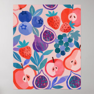 Farbenfrohes gemischtes Fruchtmuster moderne Kunst Poster