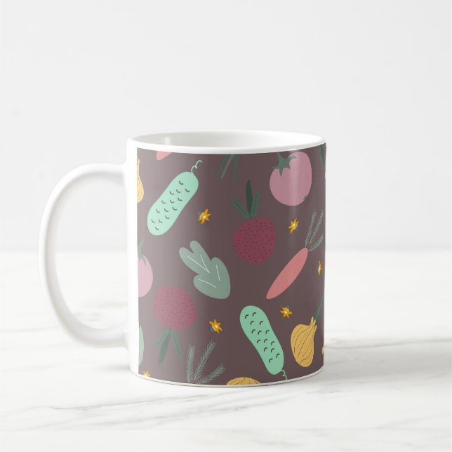 farbenfrohes Gemüsemuster Kaffeetasse (Links)