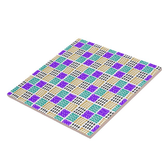 Farbenfrohes geometrisches abstraktes Quadratmuste Fliese (Seite)
