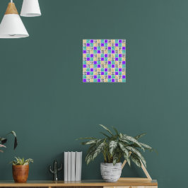Farbenfrohes geometrisches abstraktes Quadratmuste Poster