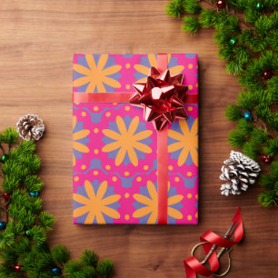 Farbenfrohes geometrisches Blumendesign Geschenkpapier