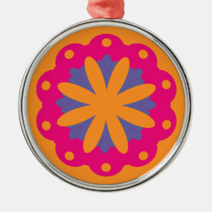 Farbenfrohes geometrisches Blumendesign Ornament Aus Metall