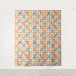 Farbenfrohes geometrisches Blumenmuster-Tapete Wandteppich