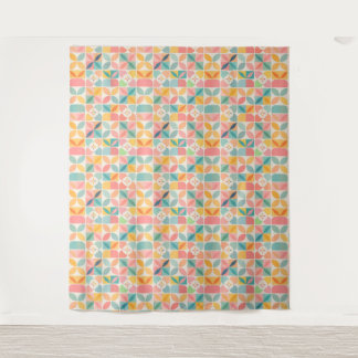 Farbenfrohes geometrisches Blumenmuster-Tapete Wandteppich