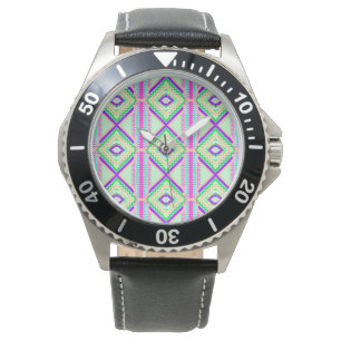 Farbenfrohes geometrisches Boho-Muster Armbanduhr
