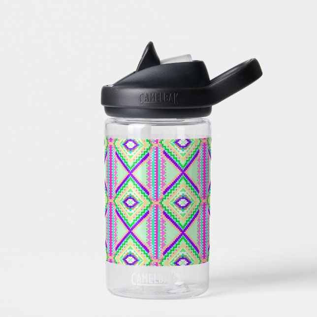 Farbenfrohes geometrisches Boho-Muster Trinkflasche (Links)