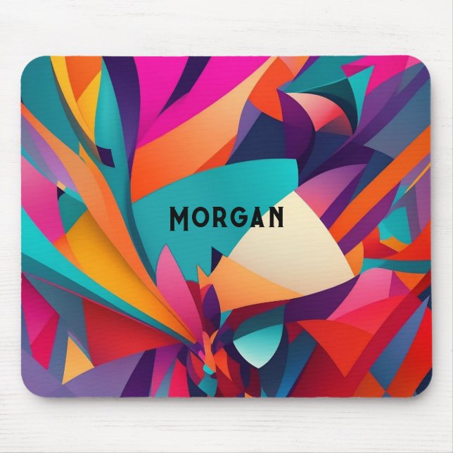 Farbenfrohes geometrisches Design, Name oder Monog Mousepad (Vorne)