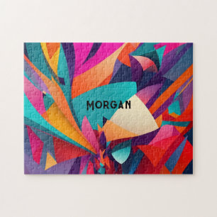 Farbenfrohes geometrisches Design, Name oder Monog Puzzle