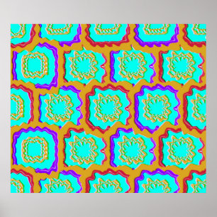 Farbenfrohes geometrisches Glitch-Muster Poster