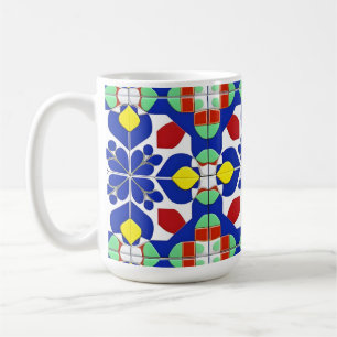 Farbenfrohes geometrisches inspiriertes Blumenmust Kaffeetasse