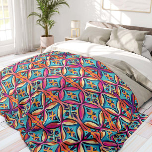 Farbenfrohes geometrisches Kaleidoskop Boheme Fleecedecke