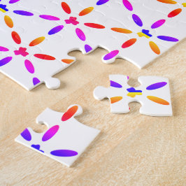 Farbenfrohes geometrisches Muster auf Weiß Puzzle