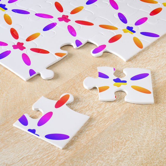 Farbenfrohes geometrisches Muster auf Weiß Puzzle (Seite)