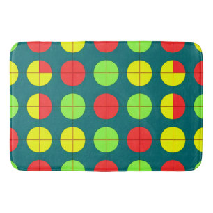 Farbenfrohes geometrisches Muster mit Grün und Rot Badematte