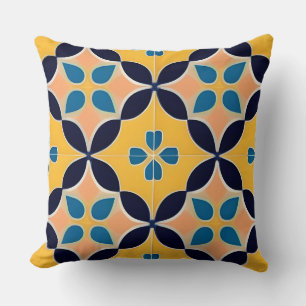 Farbenfrohes geometrisches Muster mit Retro-Fliese Kissen