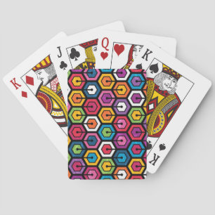 Farbenfrohes geometrisches Muster mit Sechsecken Spielkarten