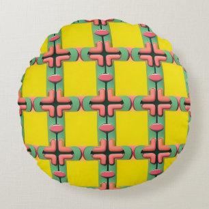Farbenfrohes geometrisches Muster mit symmetrische Rundes Kissen