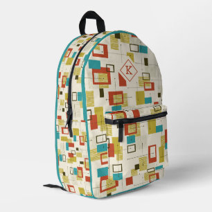 Farbenfrohes geometrisches Muster-Monogramm aus de Bedruckter Rucksack