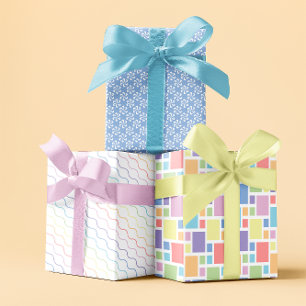 Farbenfrohes geometrisches Pastellmuster Geschenkpapier Set