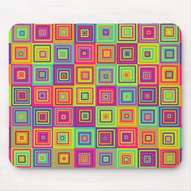 Farbenfrohes geometrisches Quadratmuster Mousepad (Vorne)