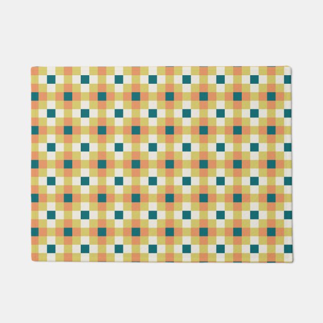 Farbenfrohes geometrisches Rastermuster mit Retro- Fußmatte (Vorderseite)
