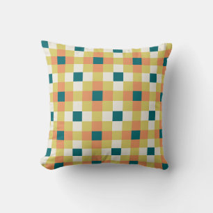 Farbenfrohes geometrisches Rastermuster mit Retro- Kissen