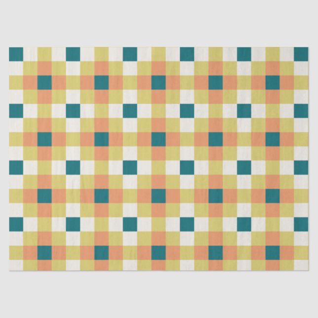 Farbenfrohes geometrisches Rastermuster mit Retro- Seidenpapier (Vorderseite)