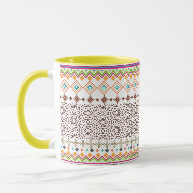 Farbenfrohes, geometrisches Stammesmuster  Tasse (Links)