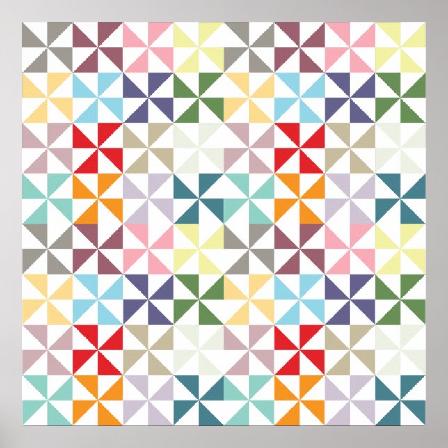 Farbenfrohes geometrisches Windrad Poster (Vorne)
