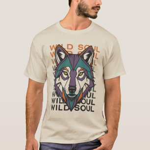 Farbenfrohes geometrisches Wolf-Design T-Shirt