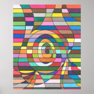 Farbenfrohes gestreiftes Abstrakt mit spiralförmig Poster