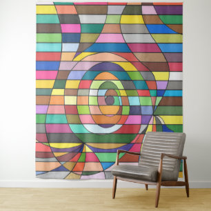 Farbenfrohes gestreiftes Abstrakt mit spiralförmig Wandteppich