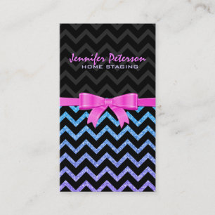 Farbenfrohes Glitter Schwarz Zickzack Chevron Must Visitenkarte