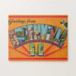 Farbenfrohes Greenville SC Grußwort Puzzle