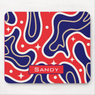 farbenfrohes grooviges Monogramm Name Mousepad