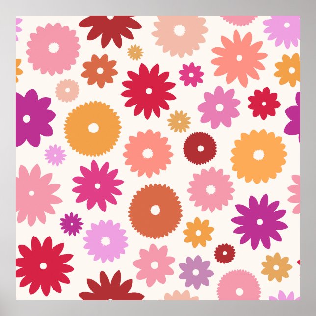 Farbenfrohes großes Blumenmuster Poster (Vorne)