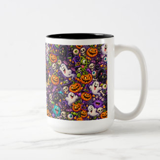 Farbenfrohes Gruseliges Halloween Zweifarbige Tasse