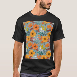 Farbenfrohes Handgemaltes Blumenmuster T-Shirt