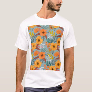 Farbenfrohes Handgemaltes Blumenmuster T-Shirt