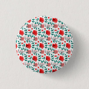 Farbenfrohes handgezeichnetes Blumenmuster. Button