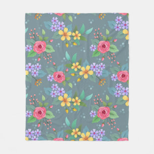 Farbenfrohes handgezeichnetes Blumenmuster im Vint Fleecedecke