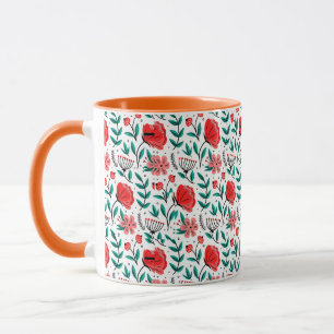 Farbenfrohes handgezeichnetes Blumenmuster. Tasse