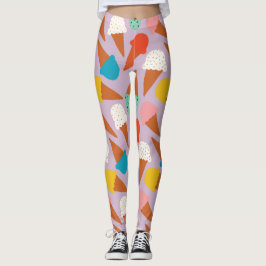 Farbenfrohes handgezeichnetes Muster eines Eiswaff Leggings
