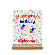 Farbenfrohes Happy Birthday Acryl-Schild